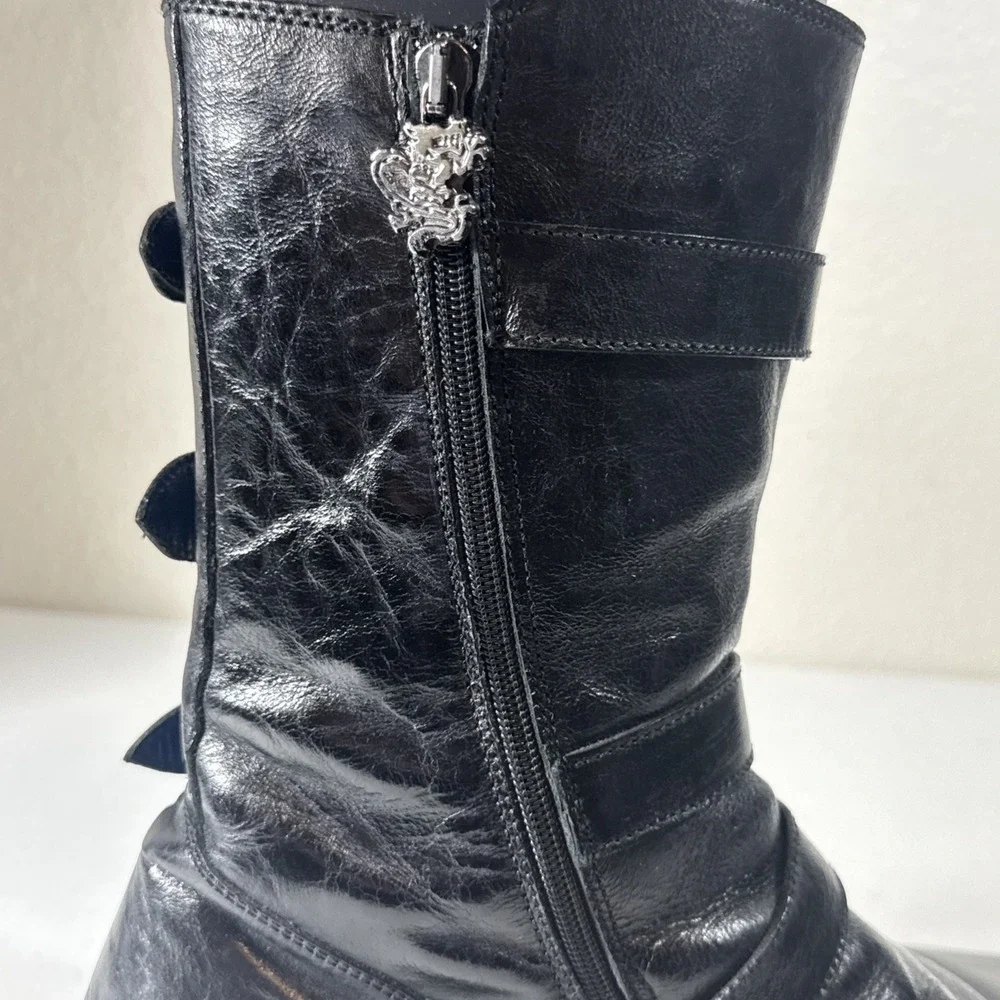 Vintage Mark Nason Dragon 🐉 Boots Mens Size 12 Black Leather Y2K Made In Italy